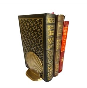 Vintage Brass Sea Shell Bookends   Preowned